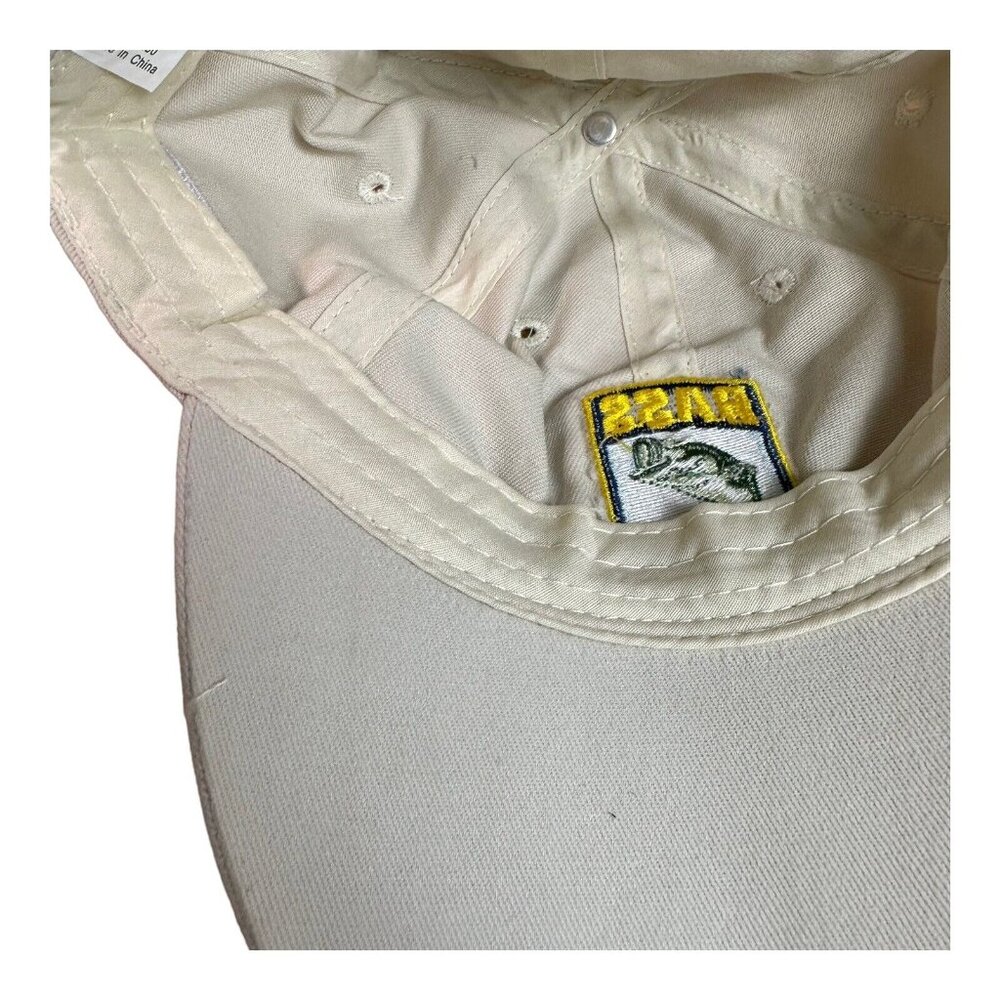 BASSMASTER Baseball Cap Hat Off White Adjustable Strap Back Fishing USA Flag New - Picture 8 of 11